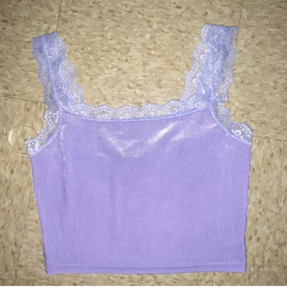 Purple/ Lilac Velour Laced Tank Crop